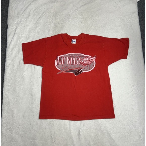 Vintage Detroit Red Wings 90's Pro Player Red Single Stitch T-Shirt Size Large - Picture 1 of 8